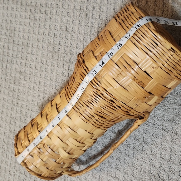 Tall Vintage Woven Wicker Basket Picher Vase With Handle - Natural Brown - Picture 9 of 11